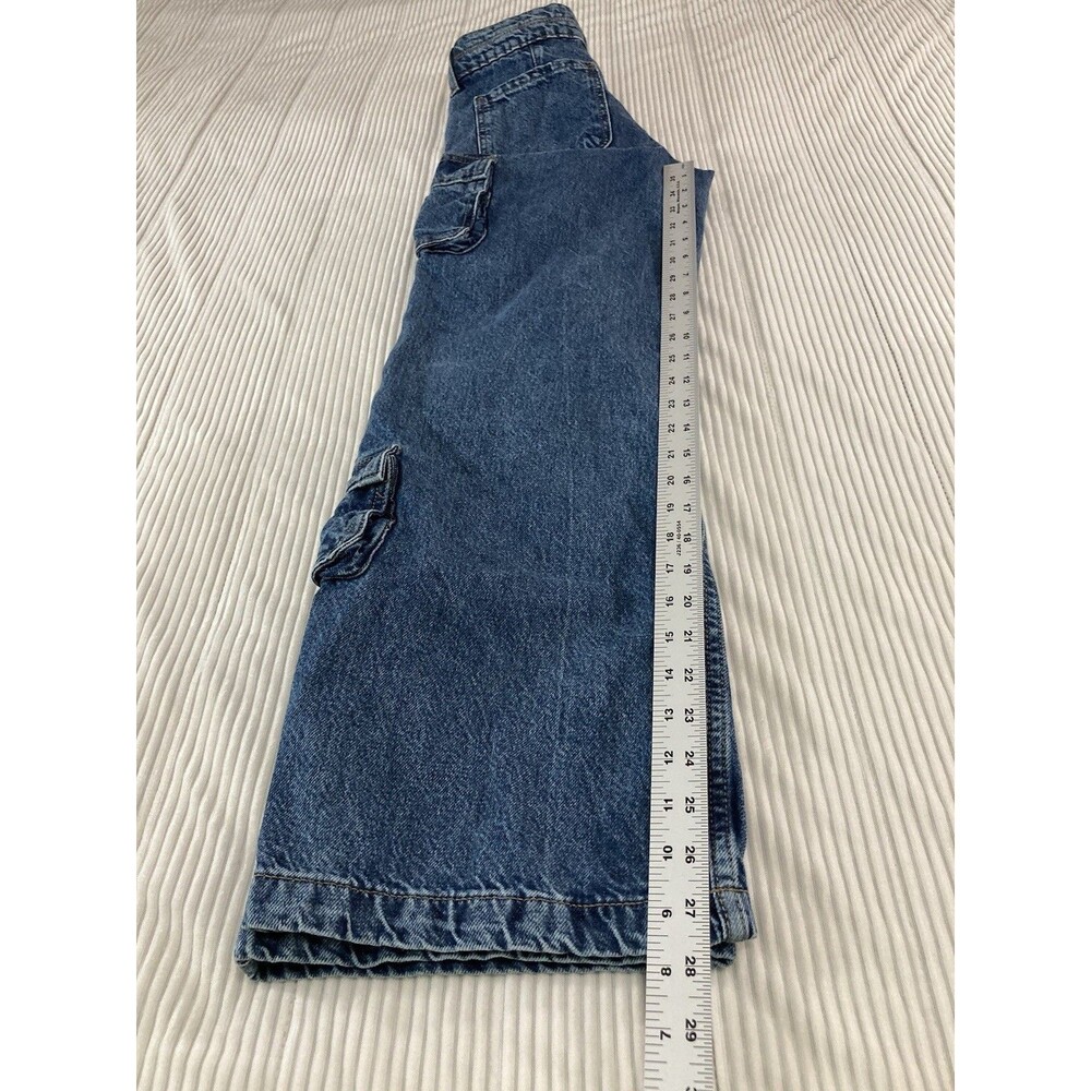 Aeropostale Womens 000R Baggy Wide Leg Cargo Jeans Blue Y2K Skater Grunge - Picture 12 of 13